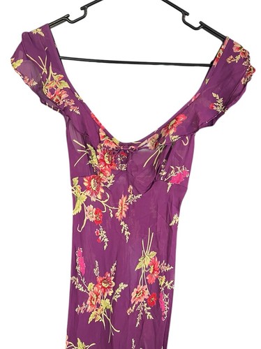 Vintage Betsey Johnson Sheer Mesh Floral Milkmaid Style Midi Maxi Slip Dress XS