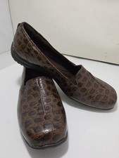 Easy Street Comfort Loafers Women's Size 10W Brown Croc Embossed Slip On Walking
