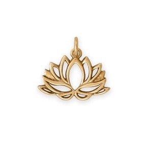 Authentic Lotus Flower Gold Plated Sterling Silver Pendant