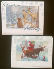 "Santas Woodland Friends" (2) Leanin Tree Christmas, New Yr Cards, (2) Envelopes