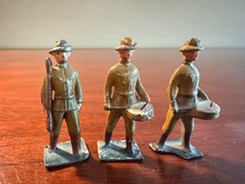 Vintage Dimestore Soldiers X3 Marching Officer  2 Drummers Lincoln Logs  VG 