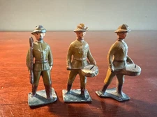 Vintage Dimestore Soldiers X3 Marching Officer & 2 Drummers ?Lincoln Logs?  VG!