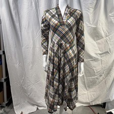 Vintage 1960’s Vera Maxwell Speed Suit White Yellow Green Red Plaid Maxi Dress L