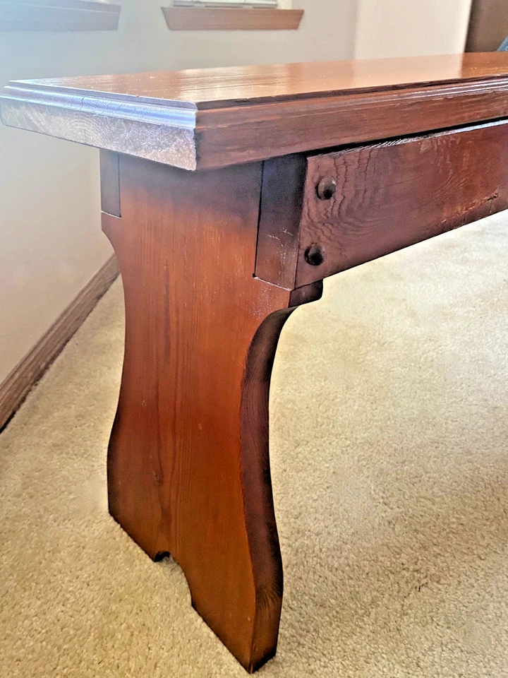 Bancos de madera maciza vintage de granja - Juego de 2 Foto 3 de 4