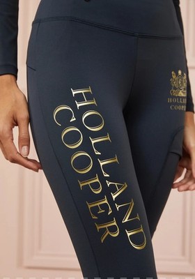HOLLAND COOPER SPORT  LEGGING IN SLATE GREY/GOLD. UK XS. 