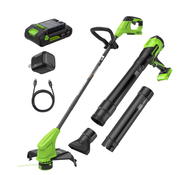 #ad SALE Greenworks PowerAll 24V 12quot; Trimmer amp; 270 CFM Blower Combo Kit $86.99
