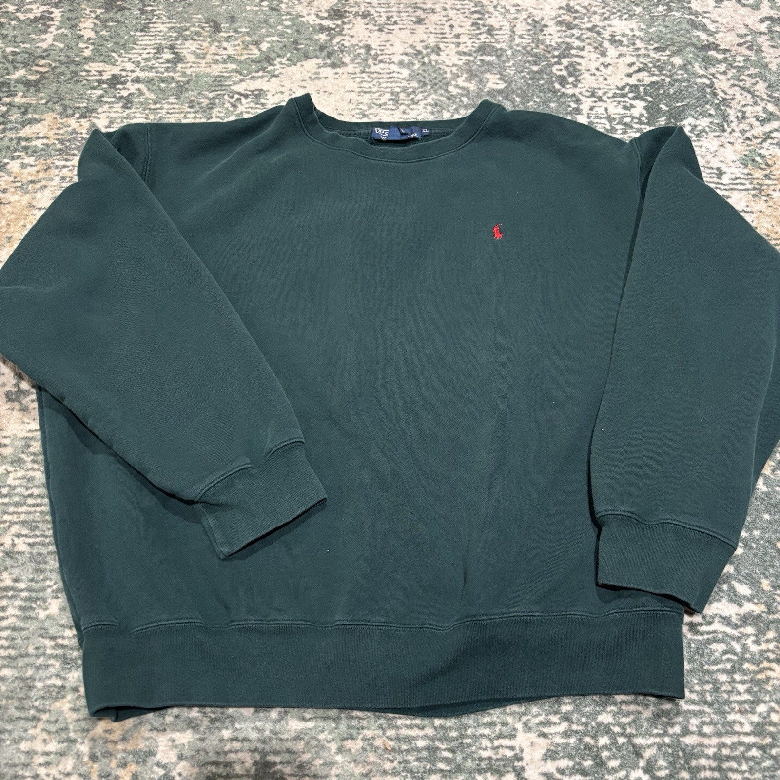 Vintage 90s Polo Ralph Lauren Pony Crew Neck Sweatshirt Men Size XL Green Red