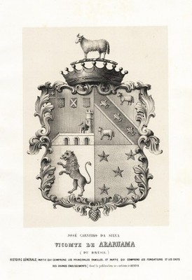 Jose Carneiro da Silva Brasilien Brasilia Wappen coat of arms Lithographie 1869