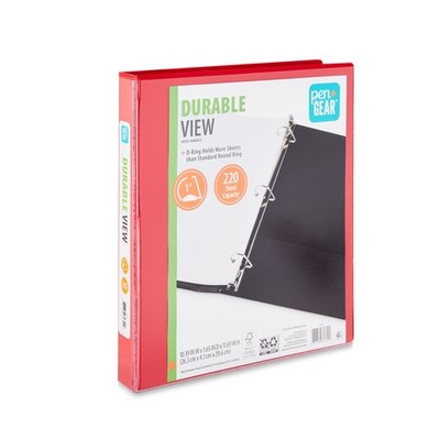 NEW TREND (4 pack) Pen+Gear Durable View 1-inch, D-Ring Binder, Red, 1-Pack