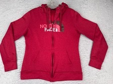 The North Face Jacket Womens Medium Red Hoody Hoodie Full Zip Pockets Polyester