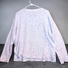 DKNY Jeans Women  s L Cream Black Speckled Knit Crewneck Pullover Sweater
