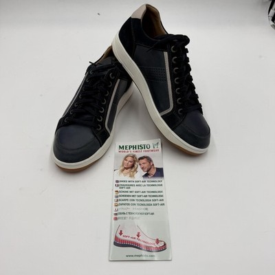 Mephisto Harrison City Hiker Shoes, Mens Size 7.5, Blue Leather Soft-Air Sneaker