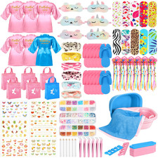 Suhine 6 Set Spa Party Supplies For Girls Kids 6 Satin Robes Spa Kit Sleepover