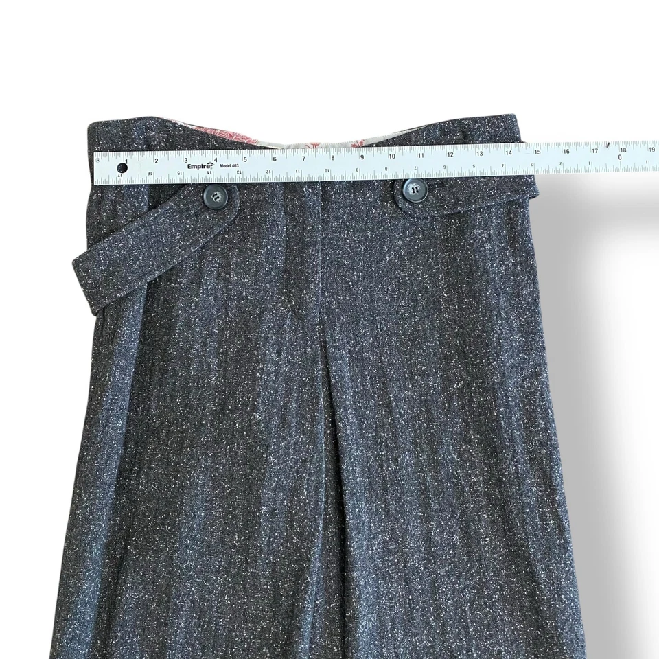 Grayson Wool Silk Wide-Leg Pants Women’s 6 Black Speckled High Waist Office - Image 3 of 4