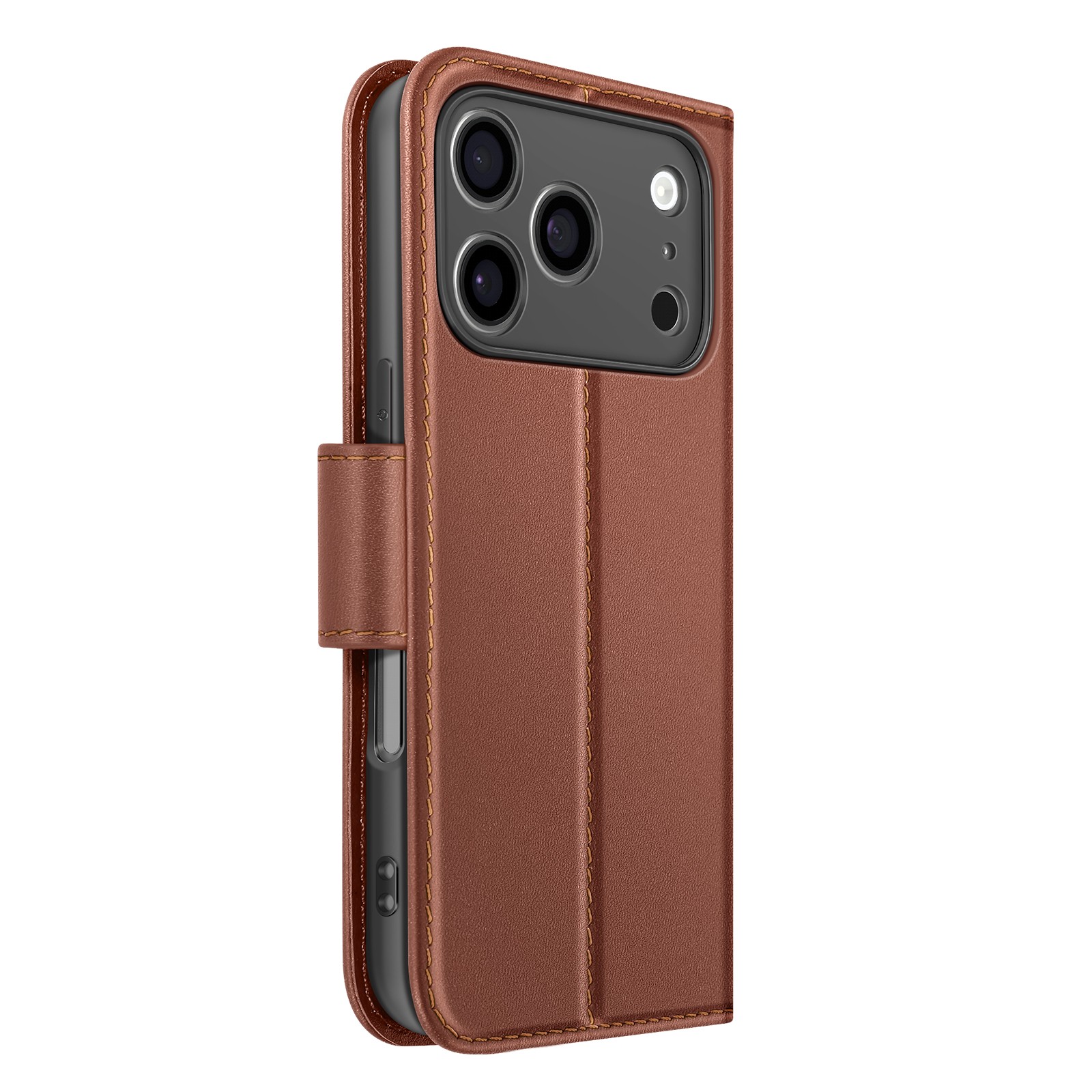 Coque portefeuille iPhone 17 Pro Avizar cuir marron finition premium