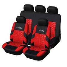 Car Seat Covers Full Set, Front Bucket Seat Covers with Split Bench Back red