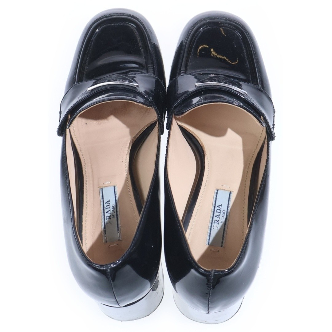PRADA Chocolate Brushed Leather High Heel Loafers Black Womens Used aae47092d4a9 thumbnail 4