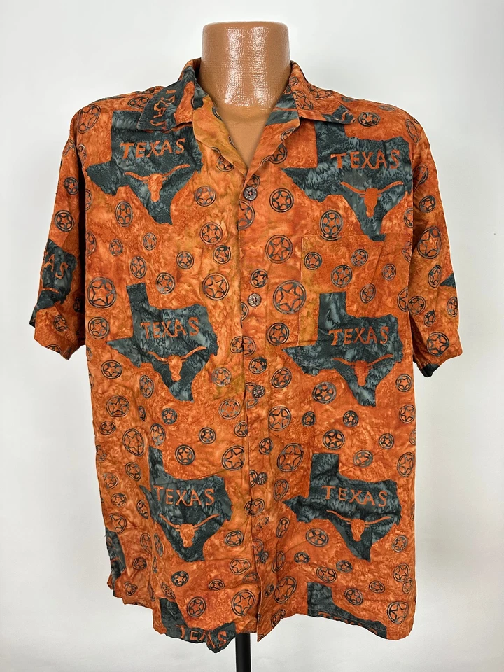Texas Longhorns Shirt Men XL Moon Dog Austin Football Handmade Batik Hawaiian - Image 2 of 4