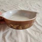 Pyrex Early American Brown Gold Eagle 1 pint 471 Casserole Dish Ovenware Vintage