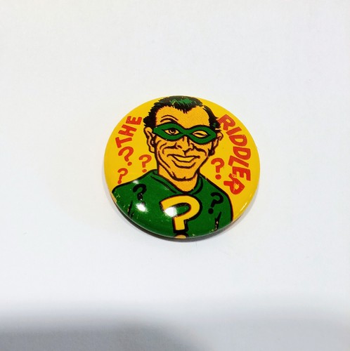 1966 The Riddler Batman Pin 1" Green Red Yellow Vintage 1966 DC Comics Creative 