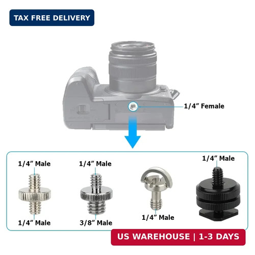 CAMVATE 30PCS Camera Screw Mount Set 1/4 to 1/4,1/4 to 3/8,1/4 to 5/8,1/4 & 3/8 - Picture 3 of 6