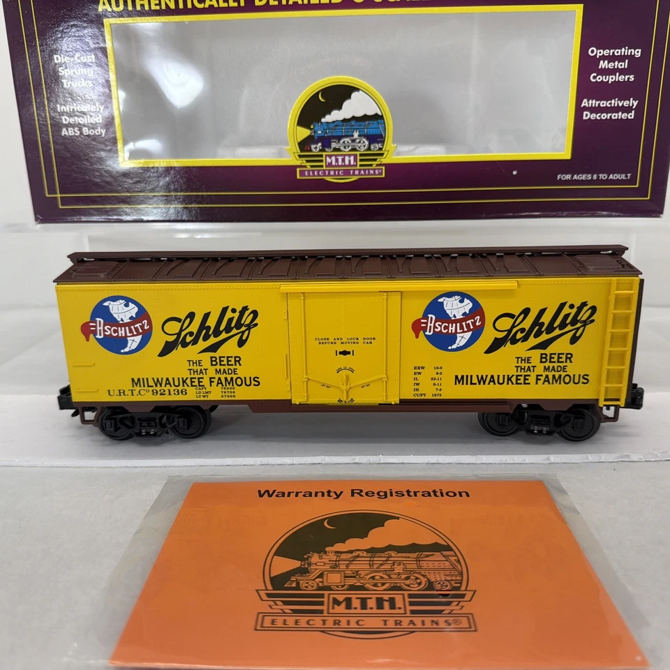 MTH Premier 20-94036 Schlitz Milwaukee 40’ Beer Reefer O Gauge New #92136 - Image 2 of 4