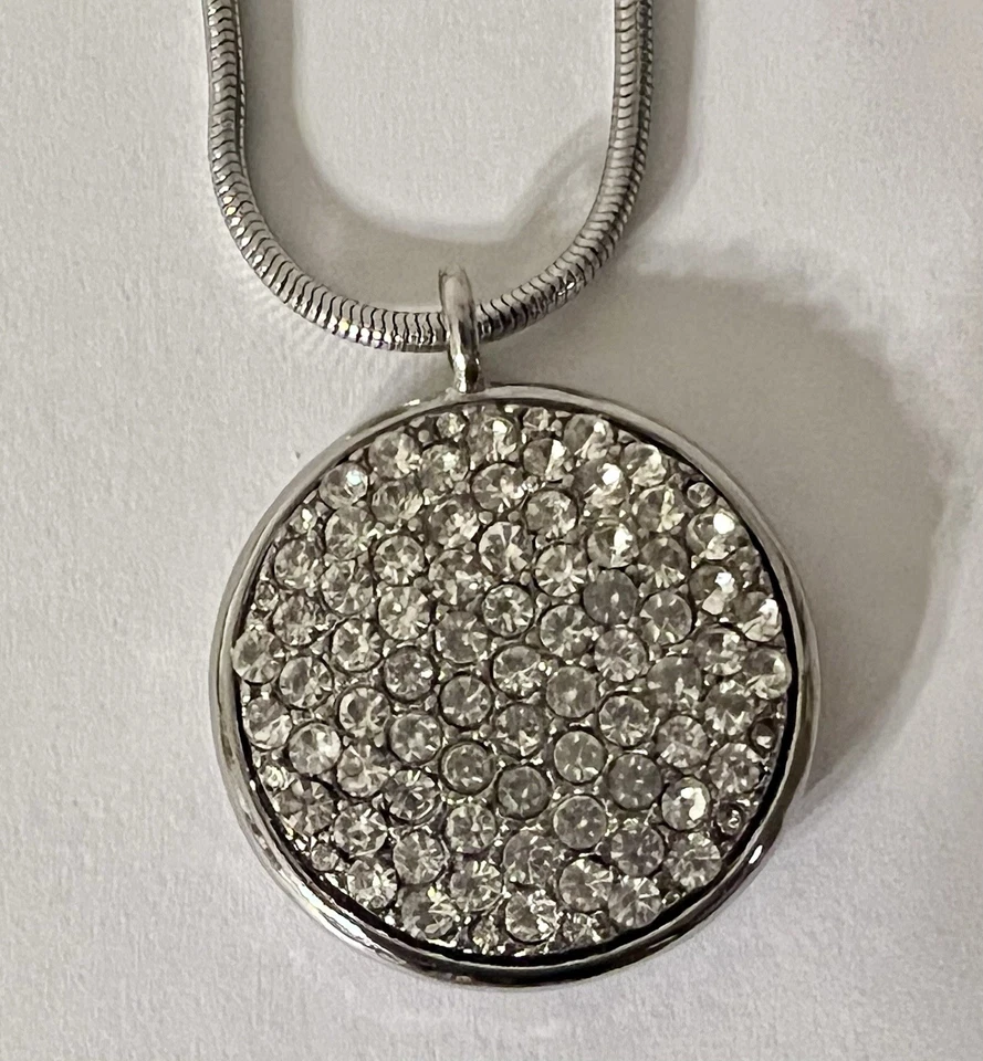 COLLAR COLGANTE Y CADENA CHICO'S CRISTAL PLATEADO MODA Foto 3 de 4