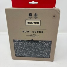 Hunter Original Cable Knit Boot Socks Short Black Gray Medium M New NIB