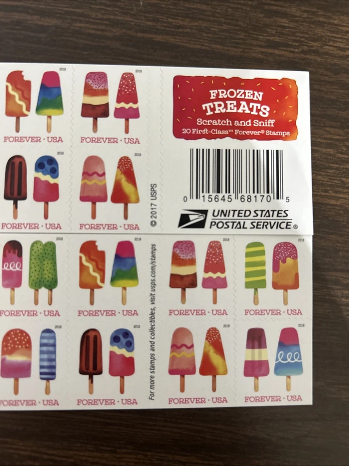USPS Book of 20 Stamps FROZEN TREATS Colorful Celebration Stamps 2017 FAST SHIP - Image 2 of 3