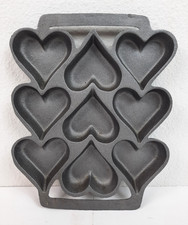Molde de sartén de gemas para galletas en forma de corazón de hierro fundido John Wright de colección