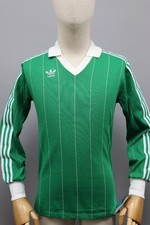 ADIDAS Football 1980s Vintage Green Striped Long Sleeve Jersey made in USA Sz XS