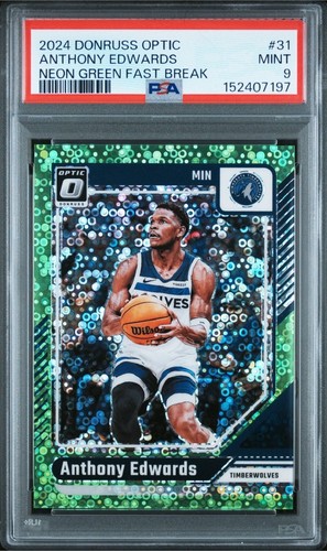 2024-25 Optic - Anthony Edwards Neon Green Fast Break /5 PSA 9 #31 🔥🔥 