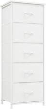 Dresser Tall 5 Drawers 11.8x16.5x45.1 in White Leather for Bedroom