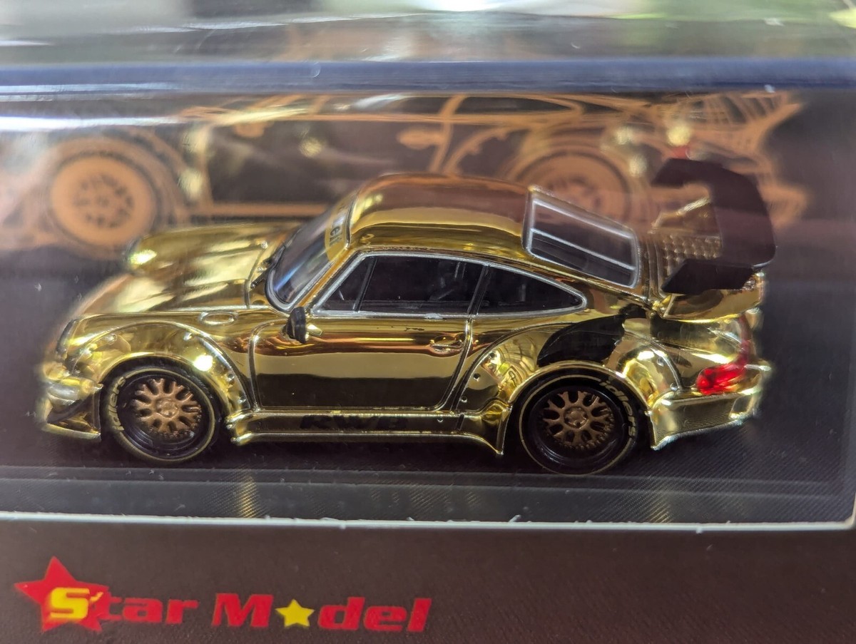 Star Model RWB Porche 964 GT Racing Sport Model Gold Chrome 1:64