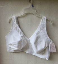 New Auden Women's White Semi-Sheer Wireless Bra Adjustable Straps Size 42G