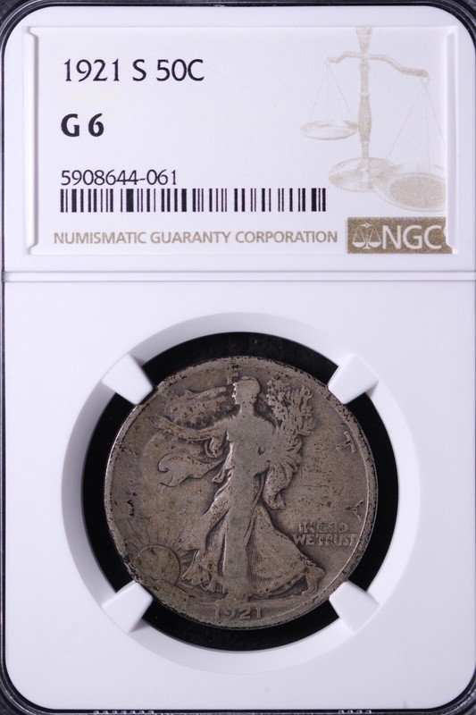 1921-S Walking Liberty Half Dollar NGC G6 Tougher Date FREE SHIPPING GBM