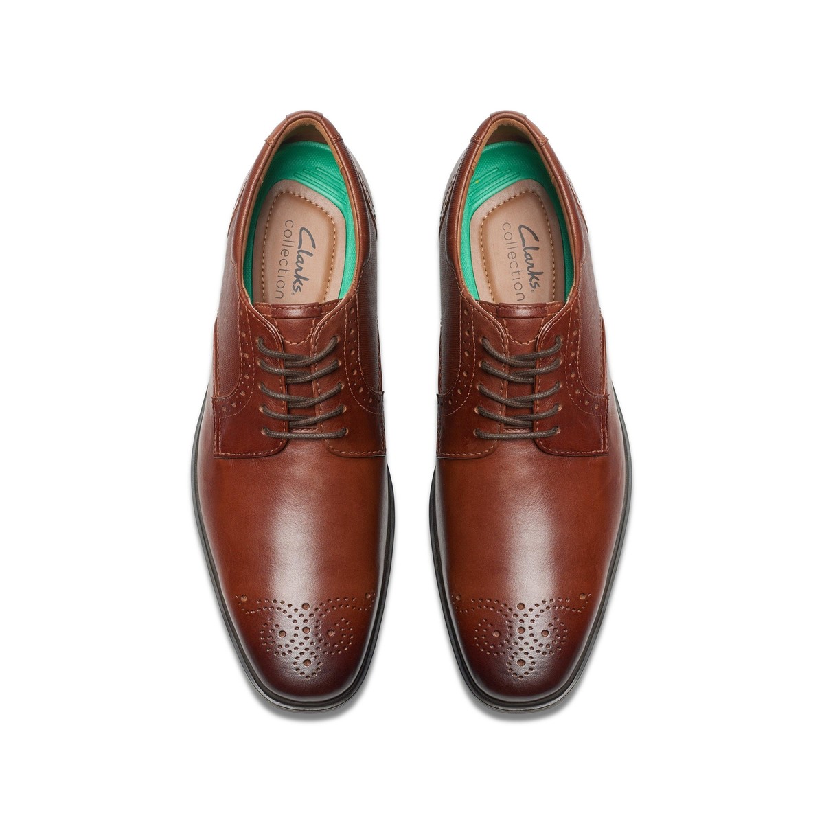 Clarks Mens Clarkslite Tie Brown Leather Dress Oxford Shoes  display picture 1