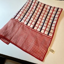 Vintage ULTRA-CREPE Acetate Red, White  Blue hand rolled Scarf made in Japan