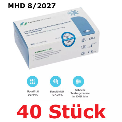 40x Corona Schnelltest Safecare Covid CE1434 BfArm PEI gelistet MHD 8/2027