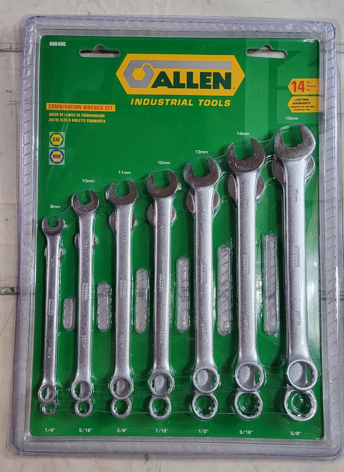 Allen Industrial Tools 14 Piece Combination Wrench SAE & Metric Set NEW eBay