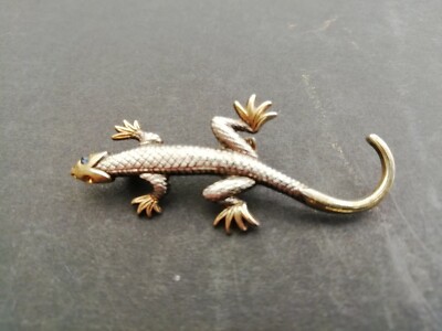 Brosche Anstecknadel Anstecker Salamander Eidechse  
