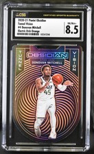 2020-21 Panini Obsidian Tunnel Vision #4 Donovan Mitchell Electric Etch Orange 