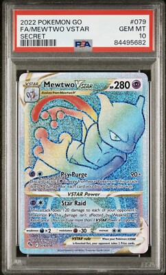 PSA 10 GEM MINT Mewtwo VSTAR Rainbow Secret Rare 079/078 Pokémon