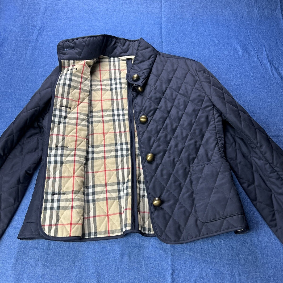 Authentic Burberry Quilted Jacket for Women Midnight Blue Medium