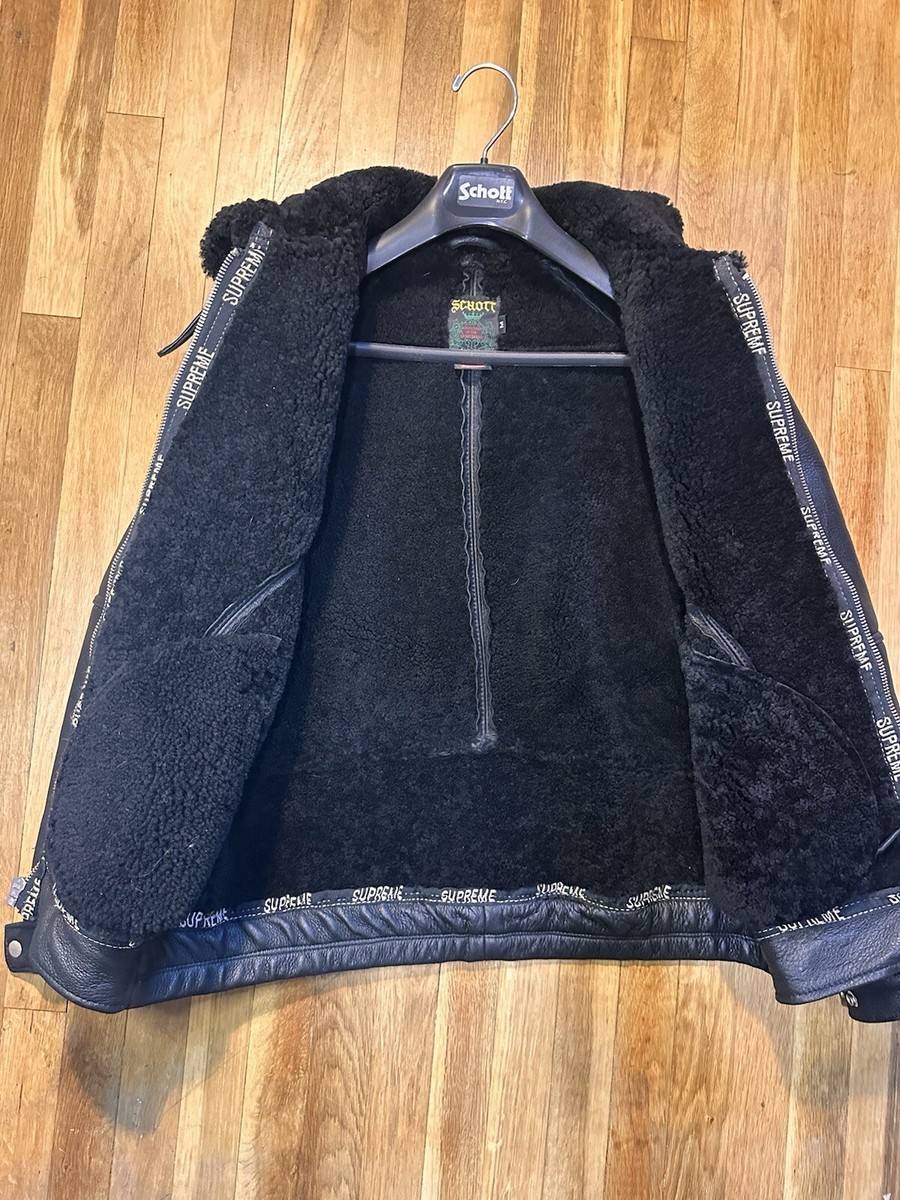 Supreme Schott Sheep Skin bomber Black Jacket Season (2016) Rare