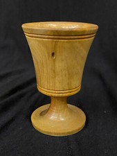 Vintage Hand Carved painted Decor ART Wooden Small Cup Souvenir Rare 2.5"