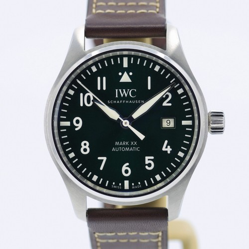 New IWC Pilots  Mark XX Stainless Steel Automatic 40 mm Green Watch IW328205