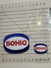SOHIO STANDARD OIL EMBROIDERED PATCHES/ 1 LARGE 5.5X7.5 INCH & 1 SMALLER 2.5X3.5