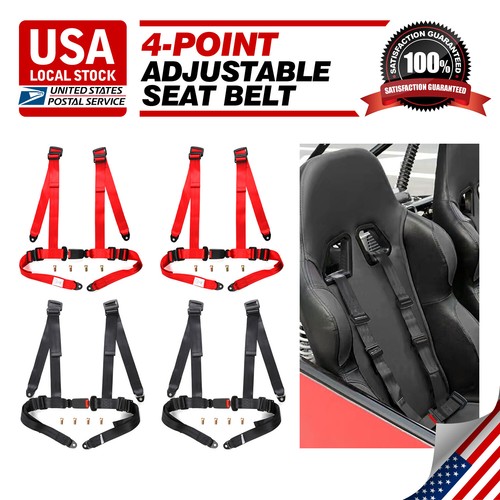 PAIR 4-POINT 2" WIDE STRAP CAMLOCK DRIFT RACING SAFETY SEAT BELT