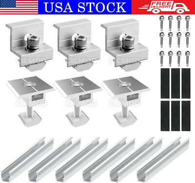 Solar Panel Mounting Rail Brackets Connector Kit for Metal/Tin/Flat/Sheet Roof